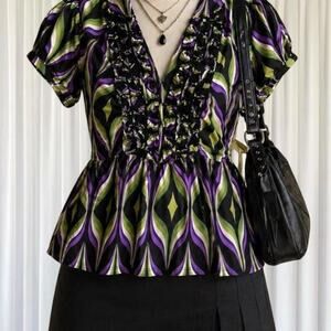 Y2k psychedelic swirl top